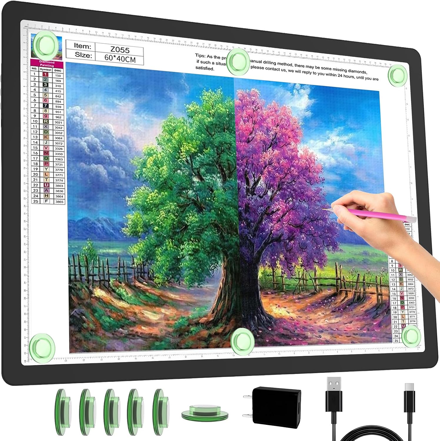 Magnetic Drawing Board - لوح إضاءة A2 قابل لإعادة الشحن