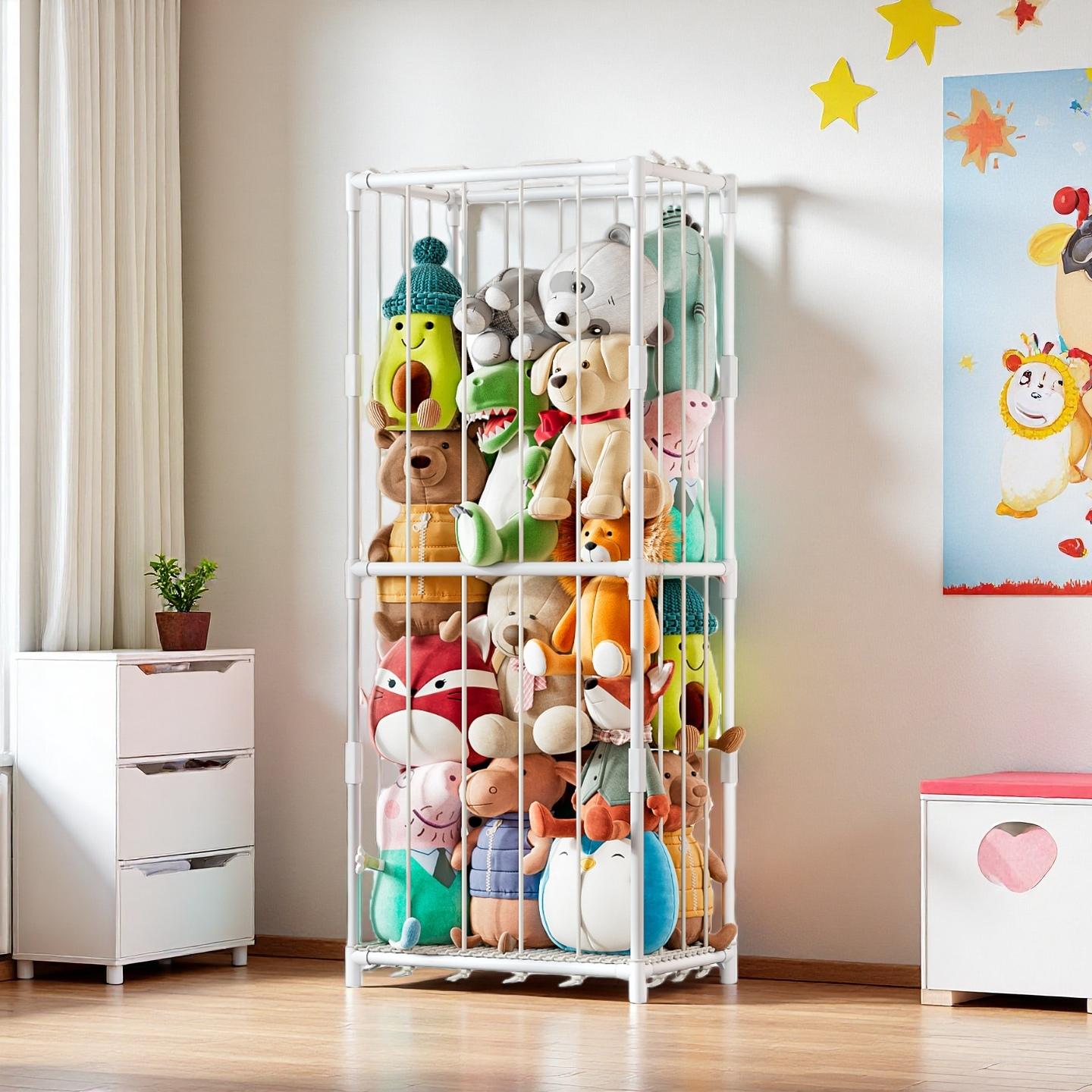 Kids' Toys - منظم تخزين عمودي للحيوانات المحشوة بتصميم