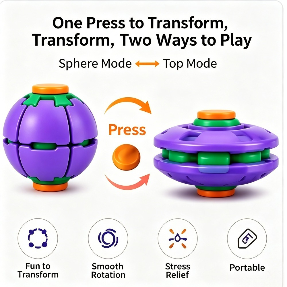 كرة سبينر قابلة للتحول بالضغط  - مراجعة Kids' Toys وسعره