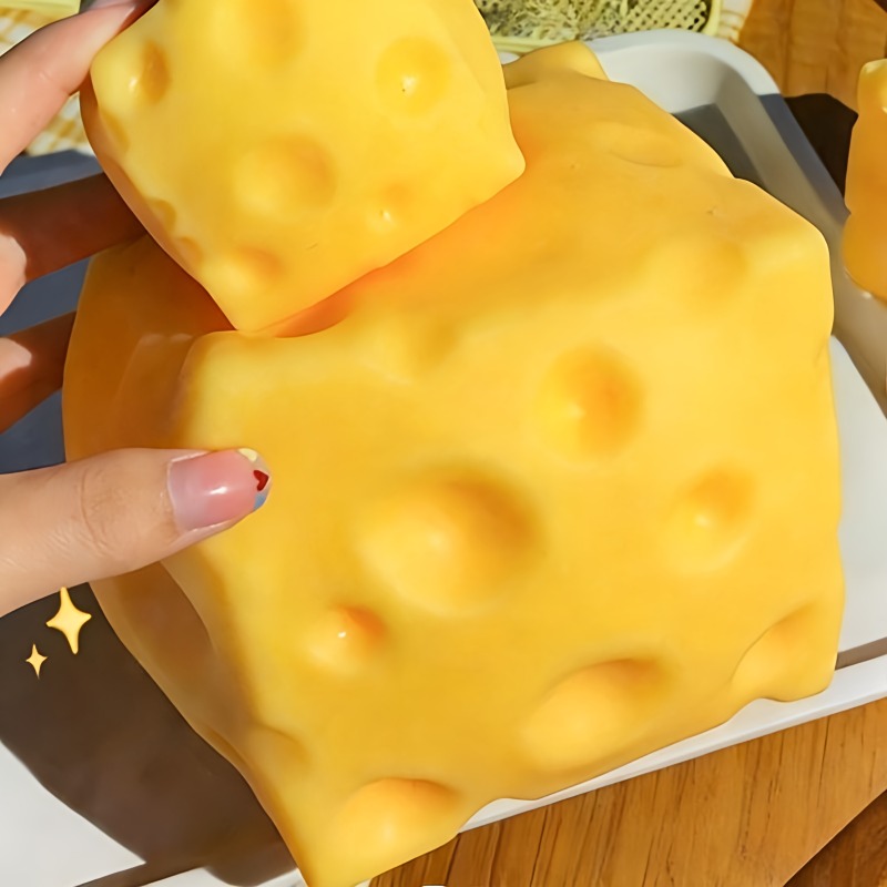 كرة ضغط على شكل مكعب جبن أصفر  - مراجعة Kids Toys Yellow وسعره